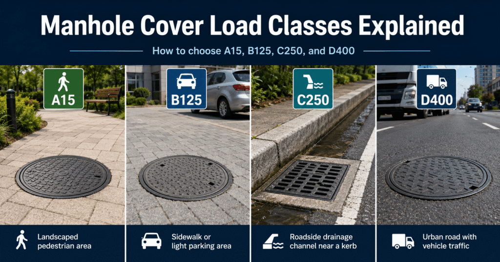 Manhole cover load class selection for road drainage projects