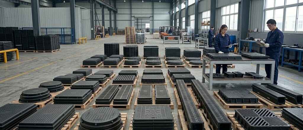 Ductile iron manhole covers gully gratings and drainage covers for export projects