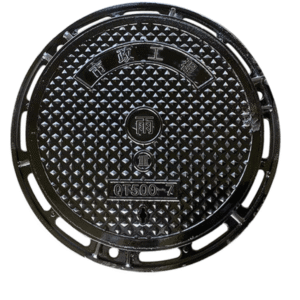 Round ductile iron manhole cover with frame
