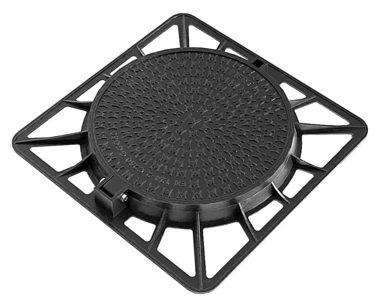 EN124 C250 Ductile Iron Hinged Manhole Cover with Square Frame