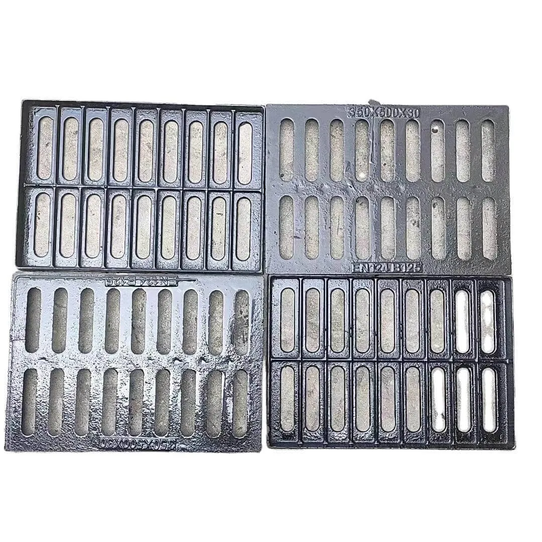 Cast iron drainage grating panels with open slot design