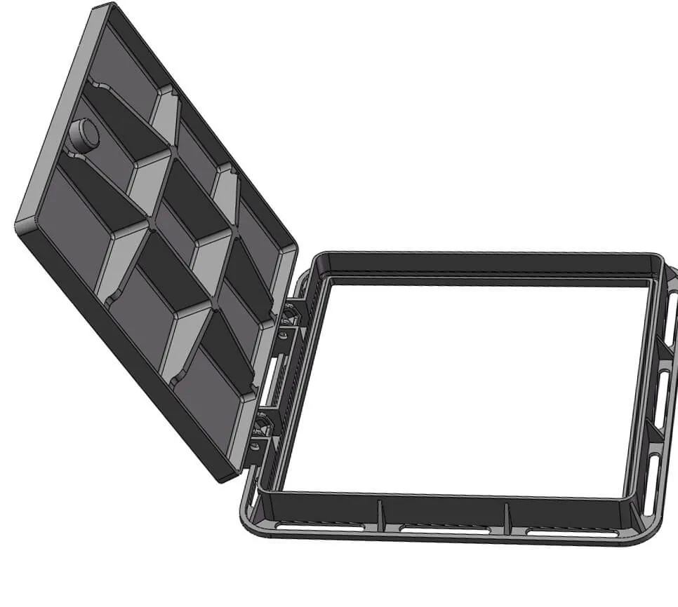 Open frame design of double sealed ductile iron manhole cover