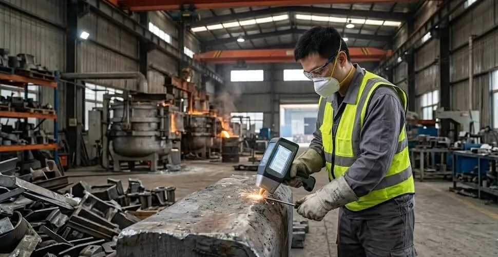 Ductile iron material inspection with spectrometer