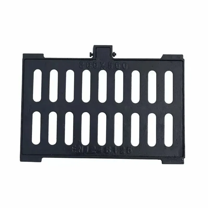 Top view of rectangular ductile iron drainage grate